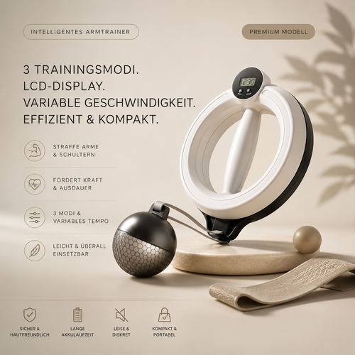 MOTION ONE Smart Arm Trainer von Veyra Health – Premium-Modell mit 3 Trainingsmodi, LCD-Display und Zugkugel